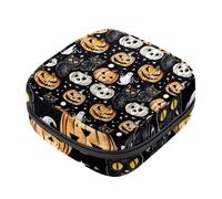 Borsa per assorbenti con cerniera, morbida borsa per assorbenti mestruali, per Halloween, divertente fantasma, zucca, pipistrello, gatto, per assorbenti igienici, porta tamponi