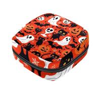 Borsa per assorbenti con cerniera, morbida borsa per assorbenti mestruali, pipistrello di Halloween, fantasma, zucca, gatti neri, borsa per assorbenti igienici, borsa porta tamponi