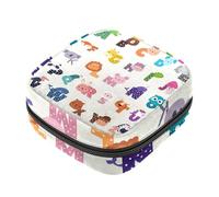 Borsa per assorbenti con cerniera, morbida borsa per assorbenti mestruali, simpatico cartone animato con lettere dell'alfabeto dello zoo, borsa portaoggetti per assorbenti igienici, borsa porta