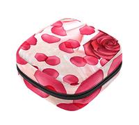 Borsa per assorbenti con petali di rose, borsa per assorbenti mestruali, portatile, con cerniera, per adolescenti, ragazze, donne e donne