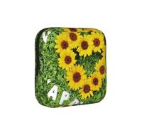 Borsa per assorbenti igienici a forma di cuore, con stampa di girasoli, supporto portatile per assorbenti, sacchetto mestruale per ragazze adolescenti, borsa igienica riutilizzabile