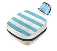 Borsa per assorbenti igienici a righe bianche e blu, a pois dorati, grande tasca per coppette mestruali con cerniera, per riporre assorbenti mestruali per ragazze e donne
