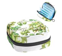 Borsa per assorbenti igienici ad acquerello verde uva, ossa e foglie, grande tasca mestruale con cerniera, borsa per assorbenti mestruali, per ragazze e donne