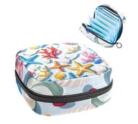 Borsa per assorbenti igienici, borsa mestruale per ragazze adolescenti, conchiglie coralli stella marina, sacchetto mestruale portatile con cerniera, borsa assorbenti assorbenti porta tamponi per