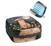 Borsa per assorbenti igienici, borsa mestruale per ragazze adolescenti, fungo gatto fiore luna, sacchetto mestruale portatile con cerniera, borsa assorbenti assorbenti porta tamponi per borsa