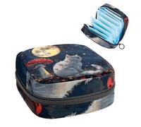 Borsa per assorbenti igienici, borsa mestruale per ragazze adolescenti, fungo gatto luna, sacchetto mestruale portatile con cerniera, borsa assorbenti assorbenti porta tamponi per borsa