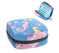 Borsa per assorbenti igienici, borsa mestruale per ragazze adolescenti scolastiche, cavalluccio marino stella marina, sacchetto portatile con cerniera, borsa per assorbenti igienici, porta tamponi per