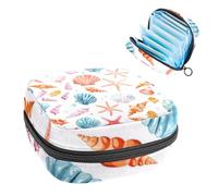 Borsa per assorbenti igienici, borsa mestruale per ragazze adolescenti scolastiche, conchiglie corallo stella marina, sacchetto mestruale portatile con cerniera, borsa assorbenti assorbenti porta
