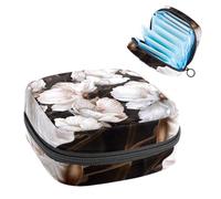 Borsa per assorbenti igienici, borsa mestruale per ragazze adolescenti scolastiche, fiore di magnolie bianche, sacchetto mestruale portatile con cerniera, borsa per assorbenti igienici porta tamponi