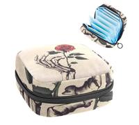 Borsa per assorbenti igienici, borsa mestruale per ragazze adolescenti scolastiche, mano con teschio che tiene una rosa rossa, sacchetto mestruale portatile con cerniera, porta assorbenti per