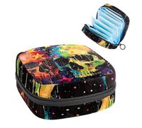 Borsa per assorbenti igienici, borsa mestruale per ragazze adolescenti scolastiche, teschio a stella, sacchetto portatile per mestruazioni con cerniera, borsa per assorbenti igienici, porta tamponi