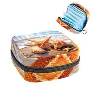 Borsa per assorbenti igienici, borsa mestruale per ragazze adolescenti, stella marina conchiglie spiaggia, sacchetto mestruale portatile con cerniera, borsa assorbenti assorbenti porta tamponi per
