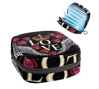 Borsa per assorbenti igienici, borsa per coppette mestruali, organizer per assorbenti mestruali, organizer per donne e ragazze, con ali d'amore, corona e rosa