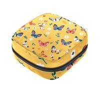 Borsa per assorbenti igienici, borsa per il primo ciclo mestruale per ragazze e donne, sfondo giallo con farfalla colorata e fiore sfondo giallo sacchetto per coppetta mestruale femminile porta