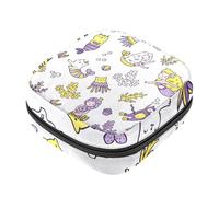 Borsa per assorbenti igienici, borsa per il primo periodo del circo con animali viola, per ragazze e donne, per coppette mestruali femminili, Multicolore 2, 4.7x6.6x6.6 in/12x17x17 cm