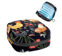 Borsa per assorbenti igienici, borsa per le mestruazioni per ragazze adolescenti, galli galline pollo, sacchetto mestruale portatile con cerniera, borsa per assorbenti igienici, porta tamponi per
