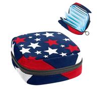 Borsa per assorbenti igienici, borsa per le mestruazioni per ragazze adolescenti, stella rossa bianca, borsa portatile con cerniera, borsa per assorbenti igienici, porta tamponi per borsa