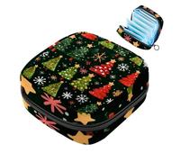 Borsa per assorbenti igienici Borsa portatile per coppetta mestruale Borsa per il primo periodo per donne ragazze inverno fiocchi di neve stelle albero di Natale cerniera senza cuciture mestruazioni