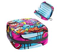 Borsa per assorbenti igienici, borsa portatile per coppette mestruali, borsa per il primo ciclo mestruale per donne e ragazze, borsellino imbottito con cerniera graffiti-537