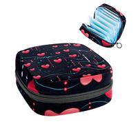 Borsa per assorbenti igienici, borsa portatile per coppette mestruali, borsa per il primo ciclo mestruale per donne e ragazze, borsa imbottita con cerniera per San Valentino con battito cardiaco 2041