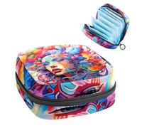 Borsa per assorbenti igienici, borsa portatile per coppette mestruali, borsa per il primo ciclo mestruale, per donne e ragazze, cervello e bus-61 con cerniera per mestruazioni