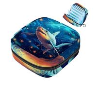 Borsa per assorbenti igienici, borsa portatile per coppette mestruali, borsa per il primo ciclo mestruale per donne e ragazze, borsa imbottita con cerniera Star Shark-1491