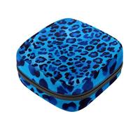Borsa per assorbenti igienici, borsa portatile per coppette mestruali, borsa per il primo ciclo mestruale per ragazze e donne, borsa imbottita con cerniera leopardata blu
