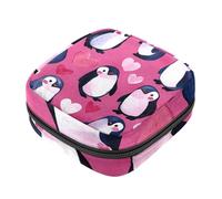 Borsa per assorbenti igienici, borsa portatile per coppette mestruali, borsa per il primo ciclo mestruale per ragazze e donne, borsa imbottita con cerniera a forma di pinguino e cuore