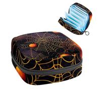 Borsa per assorbenti igienici, borsa portatile per coppette mestruali, borsa per il primo ciclo mestruale per donne e ragazze, borsa imbottita con cerniera per Halloween Web-128