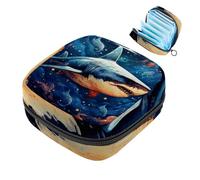 Borsa per assorbenti igienici, borsa portatile per coppette mestruali, borsa per il primo ciclo mestruale per donne e ragazze, borsa imbottita con cerniera Star Shark-1689