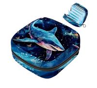 Borsa per assorbenti igienici, borsa portatile per coppette mestruali, borsa per il primo ciclo mestruale per donne e ragazze, borsa imbottita con cerniera Star Shark-1623