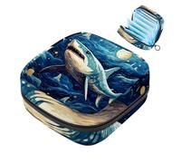 Borsa per assorbenti igienici, borsa portatile per coppette mestruali, borsa per il primo ciclo mestruale per donne e ragazze, borsa imbottita con cerniera Star Shark-1546