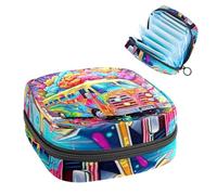 Borsa per assorbenti igienici, borsa portatile per coppette mestruali, borsa per il primo ciclo mestruale, per donne e ragazze, cervello e bus-50 con cerniera per mestruazioni