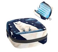 Borsa per assorbenti igienici, borsa portatile per coppette mestruali, borsa per il primo ciclo mestruale per donne e ragazze, orso polare nel cielo stellato, portamonete imbottito con cerniera 380
