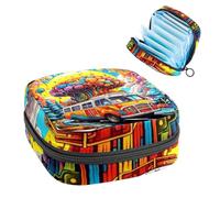 Borsa per assorbenti igienici, borsa portatile per coppette mestruali, borsa per il primo ciclo mestruale, per donne e ragazze, cervello e bus-182 con cerniera per mestruazioni