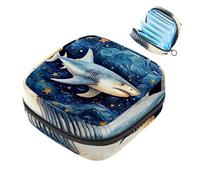 Borsa per assorbenti igienici, borsa portatile per coppette mestruali, borsa per il primo ciclo mestruale per donne e ragazze, borsa imbottita con cerniera Star Shark-1645
