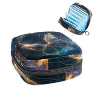 Borsa per assorbenti igienici, borsa portatile per coppette mestruali, borsa per il primo ciclo mestruale per donne e ragazze, farfalla dorata con sfondo scintillante Trail Universo con cerniera