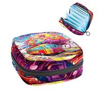 Borsa per assorbenti igienici, borsa portatile per coppette mestruali, borsa per il primo ciclo mestruale per donne e ragazze, cervello e bus-116 con cerniera per mestruazioni