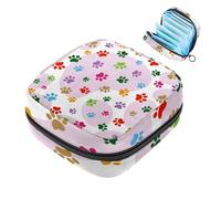 Borsa per assorbenti igienici, borsa portatile per coppette mestruali, borsa per il primo ciclo mestruale per donne e ragazze, cane gatto zampa 682 con cerniera mestruale imbottita