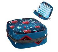 Borsa per assorbenti igienici, borsa portatile per coppette mestruali, borsa per il primo ciclo mestruale per donne e ragazze, borsa imbottita con cerniera per San Valentino con battito cardiaco 1931
