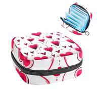 Borsa per assorbenti igienici, borsa portatile per coppette mestruali, borsa per il primo ciclo mestruale per donne e ragazze, borsa imbottita con cerniera per San Valentino con battito cardiaco 1909