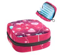 Borsa per assorbenti igienici, borsa portatile per coppette mestruali, borsa per il primo ciclo mestruale per donne e ragazze, borsa imbottita con cerniera per San Valentino con battito cardiaco 1854