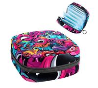Borsa per assorbenti igienici, borsa portatile per coppette mestruali, borsa per il primo ciclo mestruale per donne e ragazze, borsellino imbottito con cerniera graffiti-580