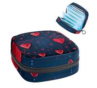 Borsa per assorbenti igienici, borsa portatile per coppette mestruali, borsa per il primo ciclo mestruale per donne e ragazze, borsa imbottita per San Valentino con battito cardiaco 1865 con cerniera