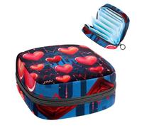Borsa per assorbenti igienici, borsa portatile per coppette mestruali, borsa per il primo ciclo mestruale per donne e ragazze, borsa imbottita con cerniera per San Valentino con battito cardiaco 1887