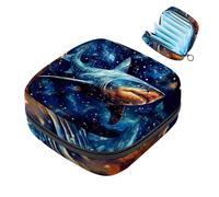 Borsa per assorbenti igienici, borsa portatile per coppette mestruali, borsa per il primo ciclo mestruale per donne e ragazze, borsa imbottita con cerniera Star Shark-1414