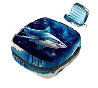 Borsa per assorbenti igienici, borsa portatile per coppette mestruali, borsa per il primo ciclo mestruale per donne e ragazze, borsa imbottita con cerniera Star Shark-1447