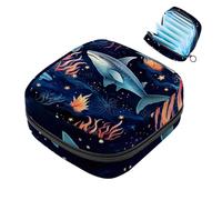 Borsa per assorbenti igienici, borsa portatile per coppette mestruali, borsa per il primo ciclo mestruale per donne e ragazze, borsa imbottita con cerniera Star Shark-1524