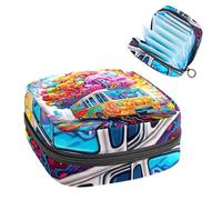 Borsa per assorbenti igienici, borsa portatile per coppette mestruali, borsa per il primo ciclo mestruale, per donne e ragazze, cervello e bus-160 con cerniera per mestruazioni