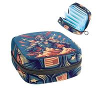 Borsa per assorbenti igienici, borsa portatile per coppette mestruali, borsa per il primo ciclo mestruale per donne e ragazze, borsa imbottita con cerniera per il giorno dell'indipendenza Bomber-259